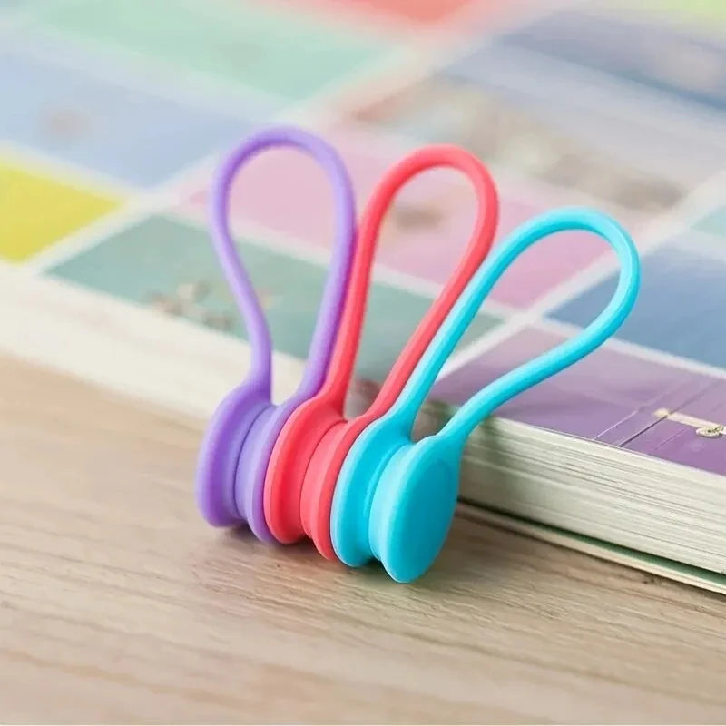 🧲🔌 Silicone Magnetic Cable Ties – Reusable Wire Organizer (1/3/5PCS)