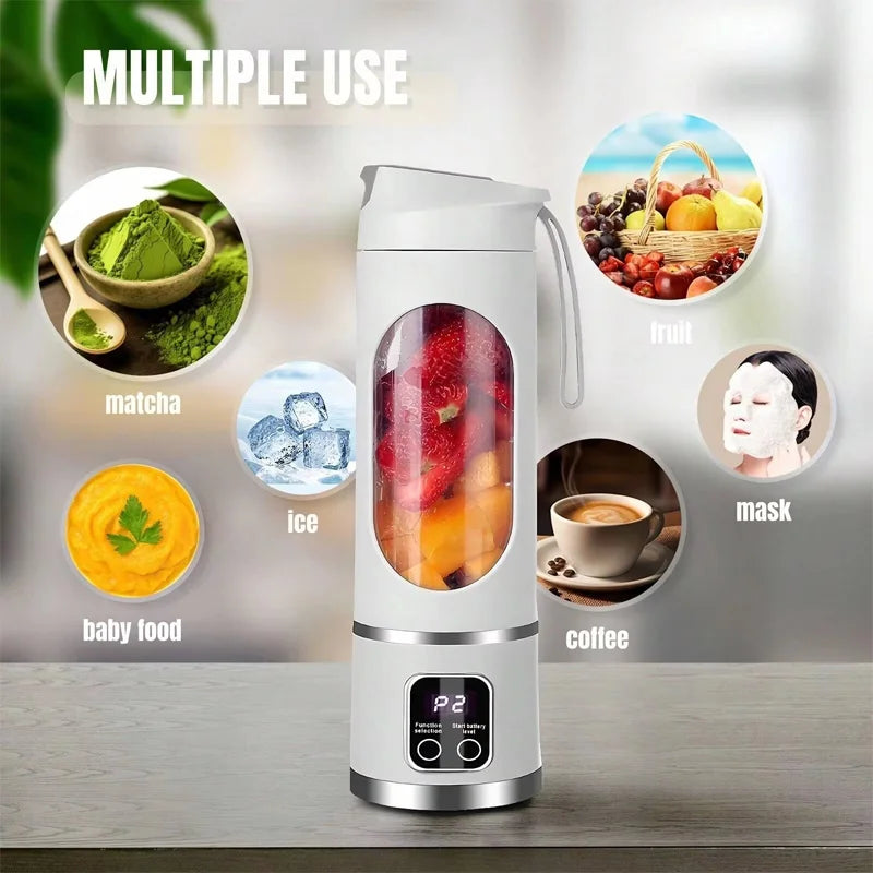 🥤✨ Portable Blender Fruit Juicer 450ml 🍓 | Wireless USB Rechargeable Mini Blender ⚡ | Stainless Steel Blade for Travel & Fitness Use 💪🚶‍♀️