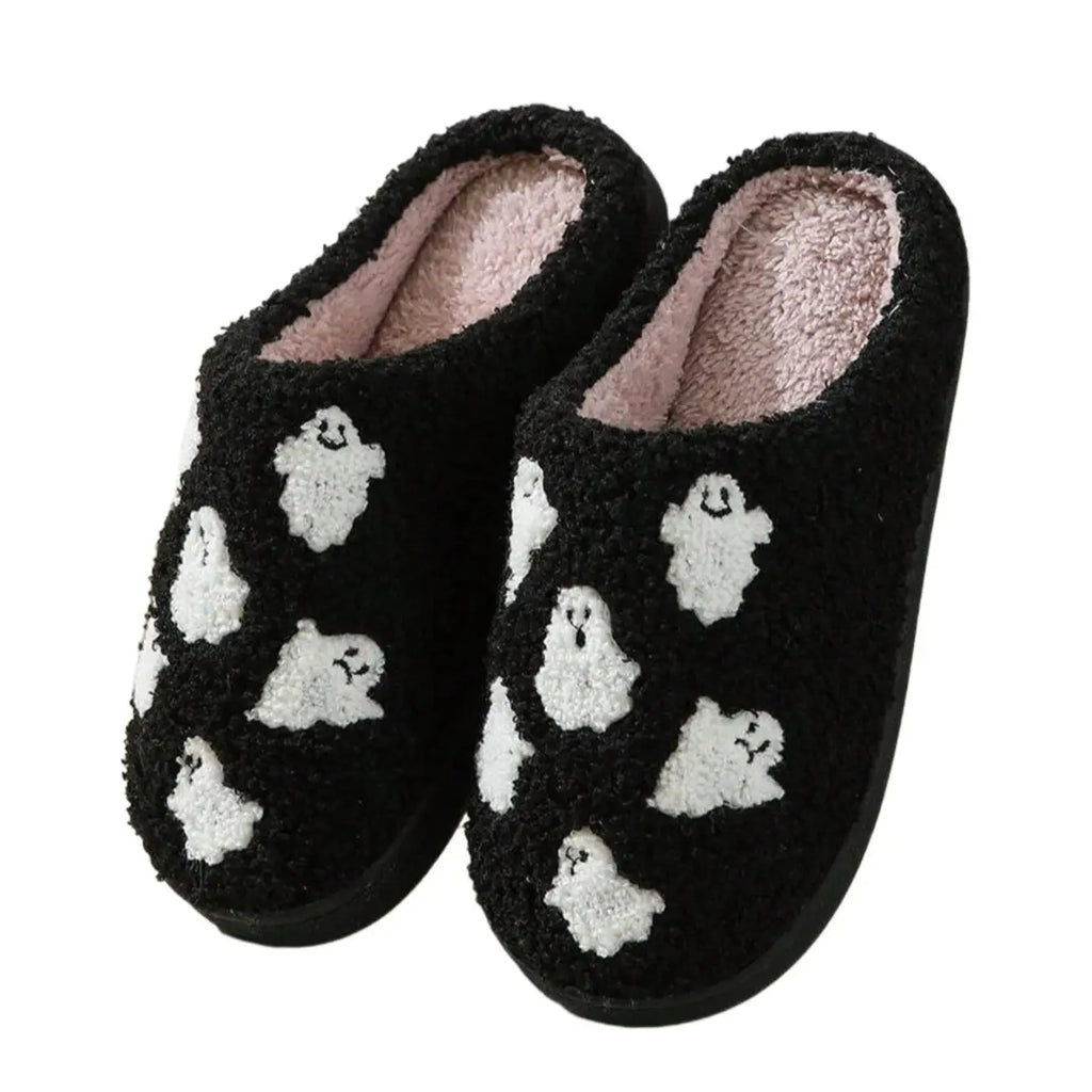 Halloween Ghost Slippers – Cozy Indoor Cotton House Shoes
