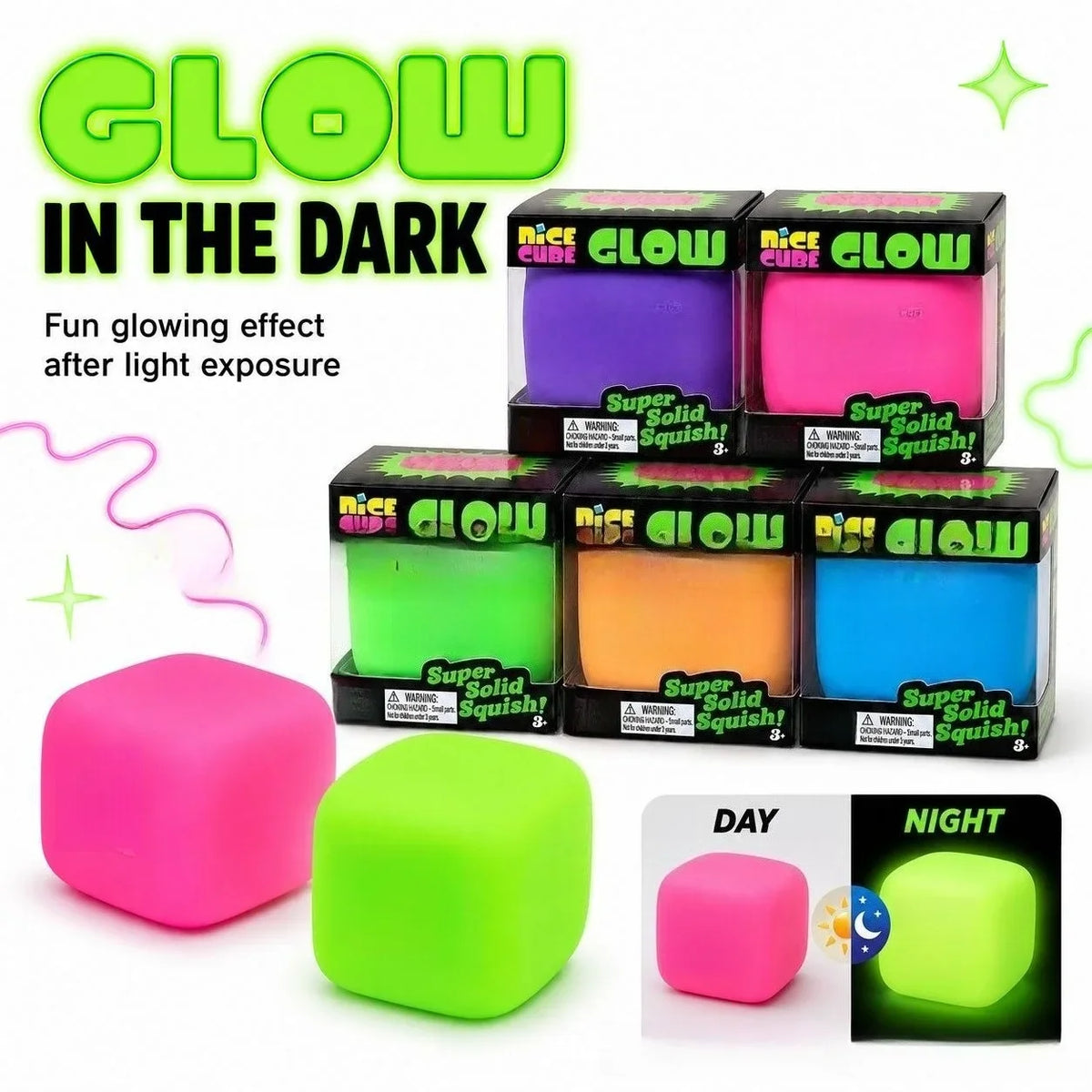 Glow Cube Squishy Toy – Slow-Rebound Ice Cube Sensory Fidget