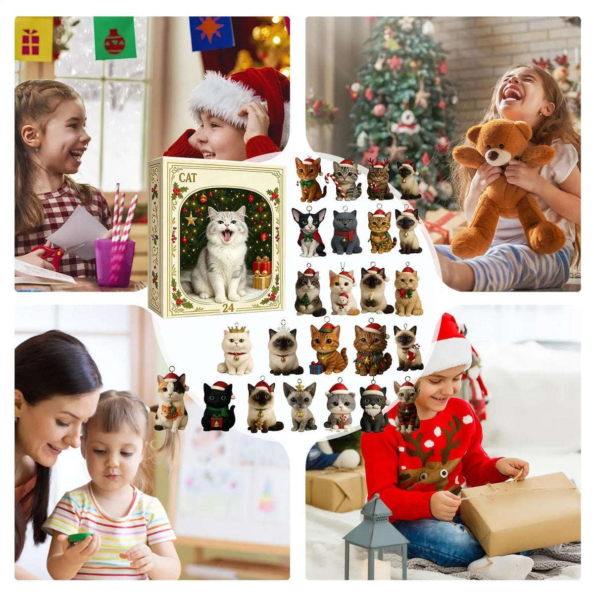 Christmas Cat Countdown Calendar – 24-Day Acrylic Advent Décor