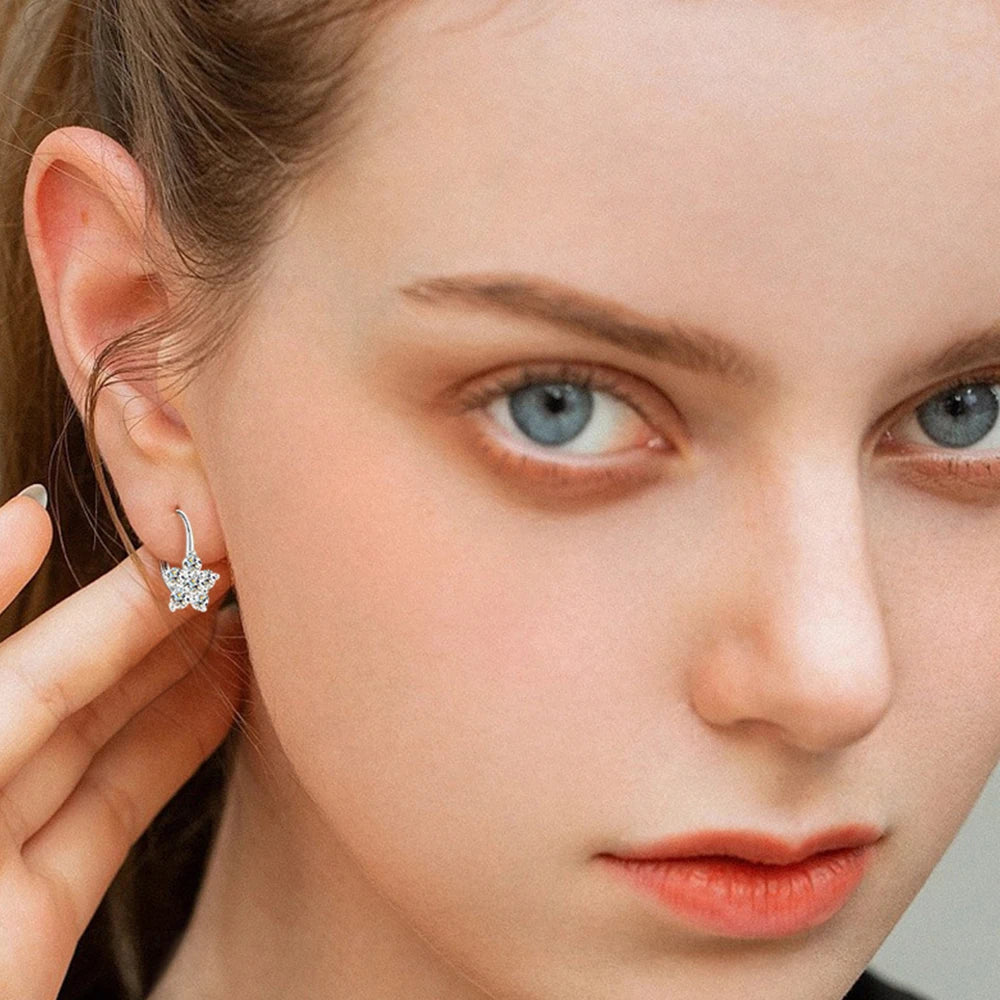 ✨💎 Moissanite Diamond Hoop Earrings 🤍 | White Gold Vermeil S925 Sterling Silver Hoops for Women & Girls 💖 | Sparkly Gorgeous Jewelry