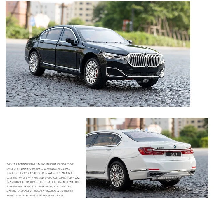 1:24 Miniature M4 / 760Li Alloy Diecast Toy Car with Sound, Light, Open Doors & Pull Back Action