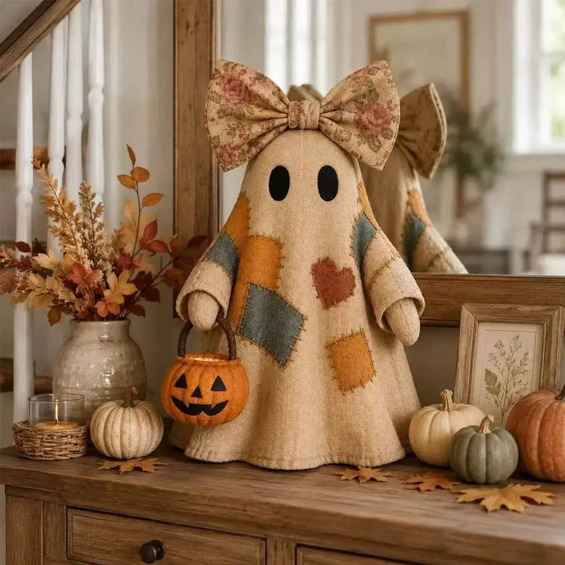 Patchwork Ghost Halloween Ornament – Cute Seasonal Décor