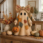 Patchwork Ghost Halloween Ornament – Cute Seasonal Décor