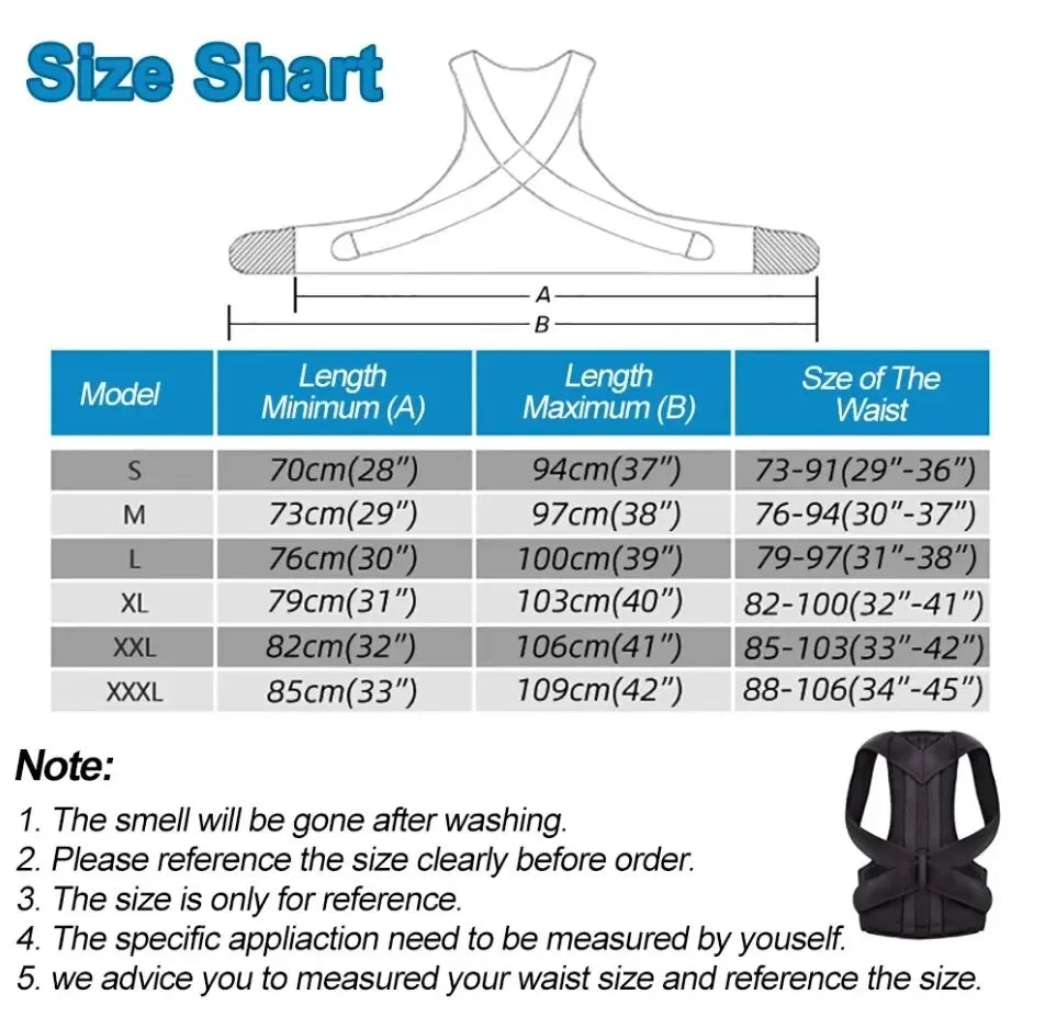 Adjustable Back posture corrector with breathable shoulder and waist support straps