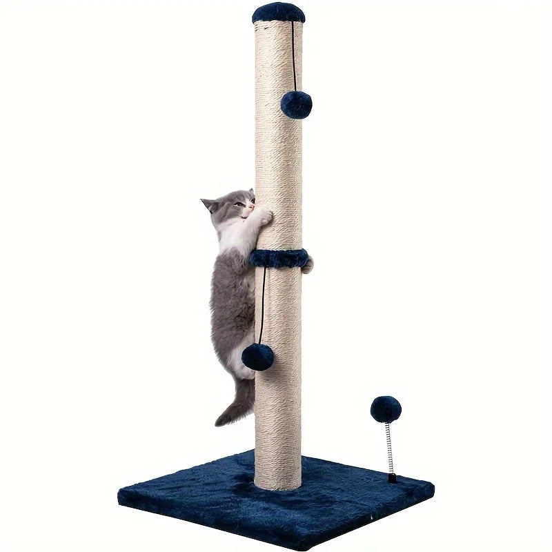 🐾🌳 34-Inch High Premium Sisal Cat Scratching Post with Hanging Ball