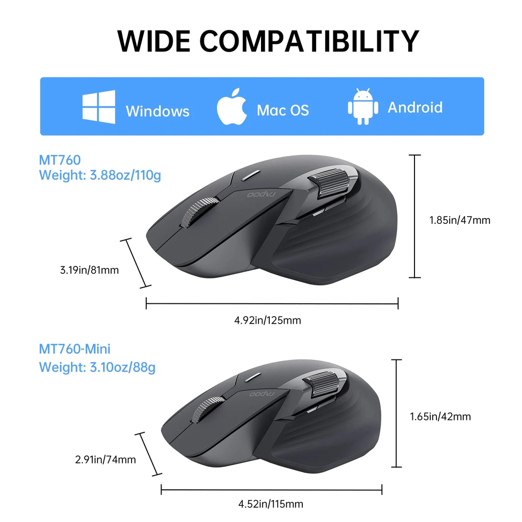 🖱️⚡ Rapoo MT760L / MT760M Multi-Mode Rechargeable Wireless Mouse – 4000 DPI