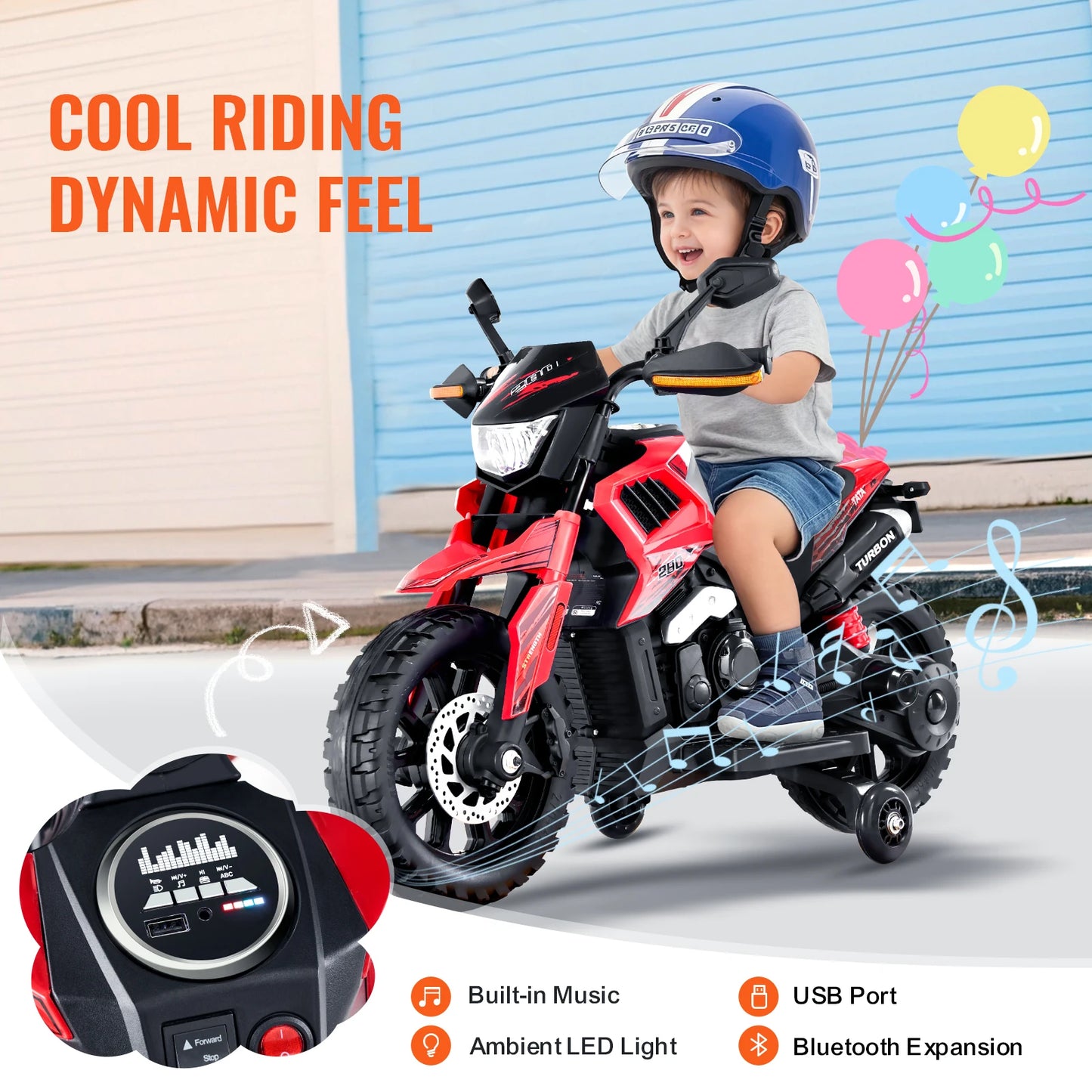 ⚡🏍️ 6V/12V Kids Electric Ride-On Motorcycle – Detachable Training Wheel, Headlight & Bluetooth Music Toy
