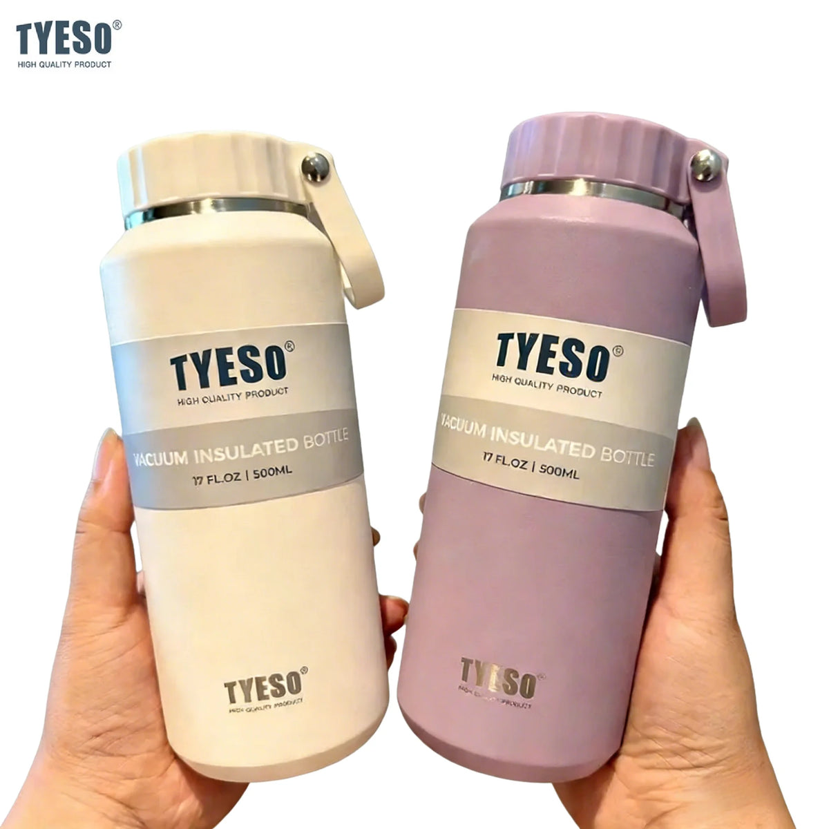 TYESO Large Capacity Insulated Water Bottle – Portable Handle Sport Travel Mug 💧✨