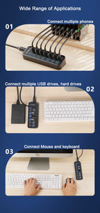 🌈🔌 RGB USB 3.0 Hub 7-Port – 5Gbps with Individual Switch
