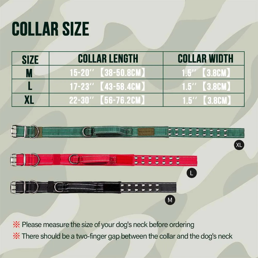 🐕🛡️ Tactical Dog Collar with Handle – Heavy Duty Double Buckle
