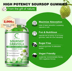 Soursop Gummies 🍃 | Immune, Digestive & Skin Health Support | Vitamin C & Zinc | Cellular Wellness Formula | 60 Gummies