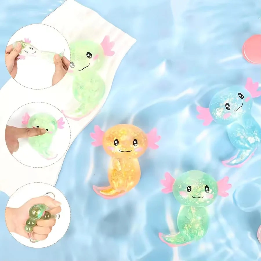 Colorful Axolotl Squishy Toys – Stretchy Sensory Squeeze Fidget Set