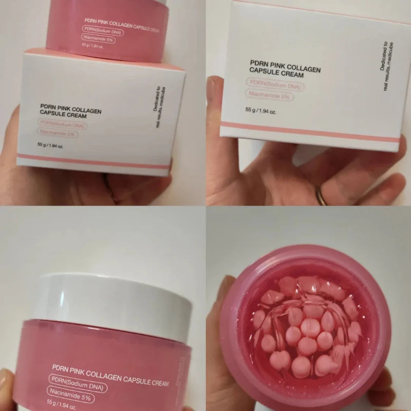🌸✨ Korean PDRN Pink Collagen Capsule Cream | Niacinamide Lightweight Face Moisturizer 💖 | Non-Greasy Care for Uneven Skin Tone