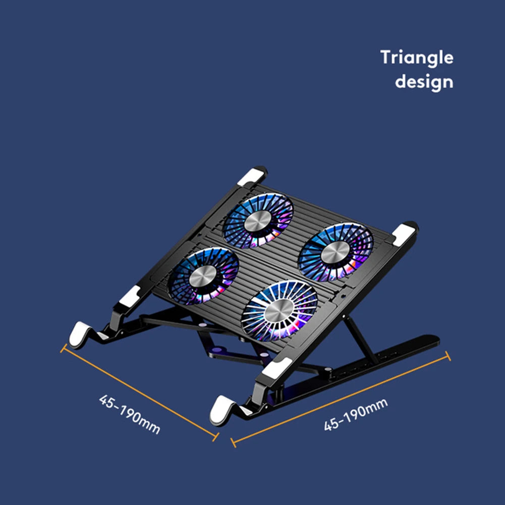 🌈❄️ Laptop Cooling Pad 2/4 Fans – RGB Foldable Stand (11–17.3”)