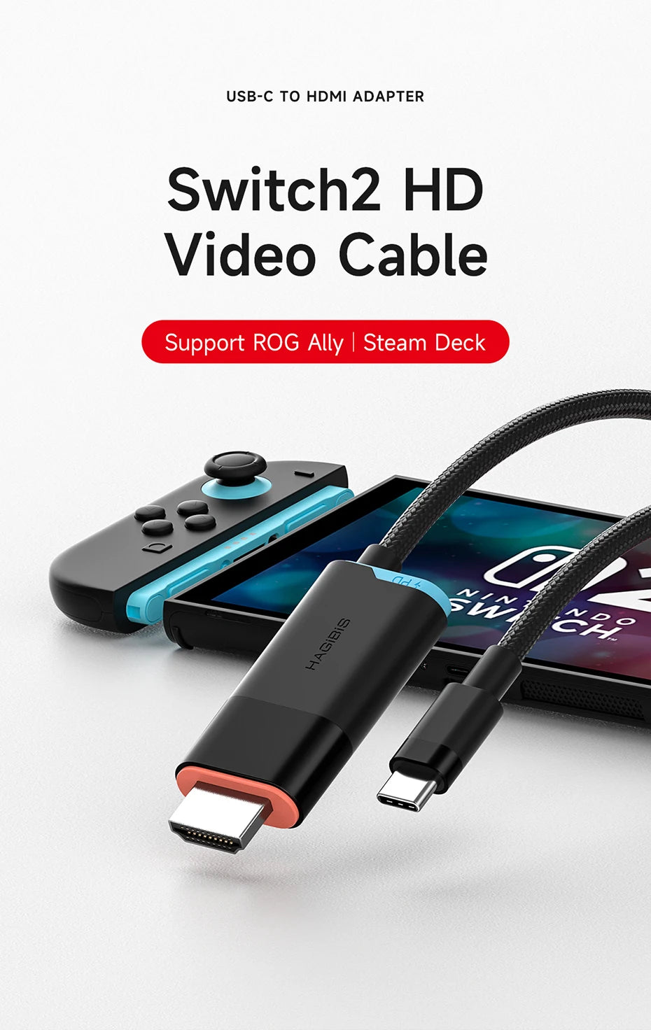 🎮🔗 Hagibis Switch 2 Dock – 4K@60Hz USB-C to HDMI with 100W PD