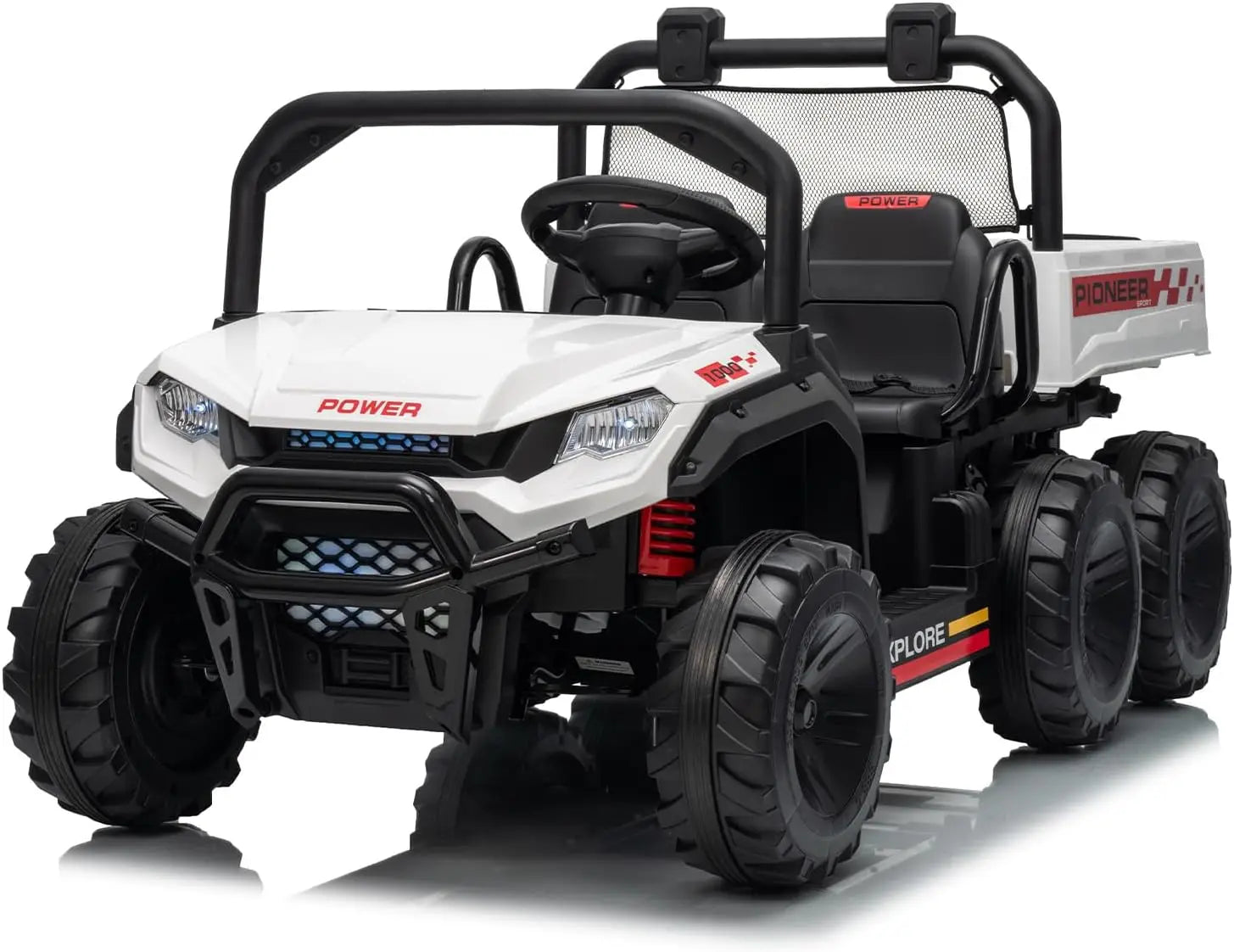 🚜⚡ 24V 2-Seater Kids Ride On Dump Truck 4WD Electric Car with Remote Control, Dump Bed, 3 Speed Modes, Music & LED Lights