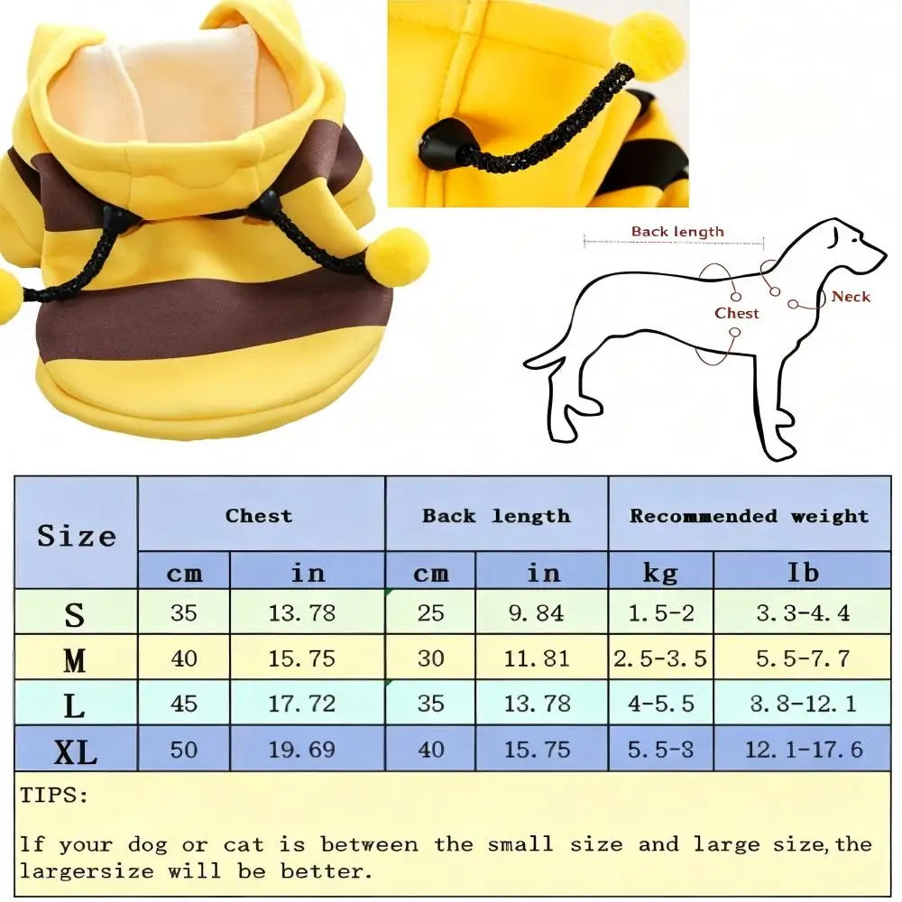 Bee Pet Hoodie – Cute Halloween Costume for Dogs & Cats