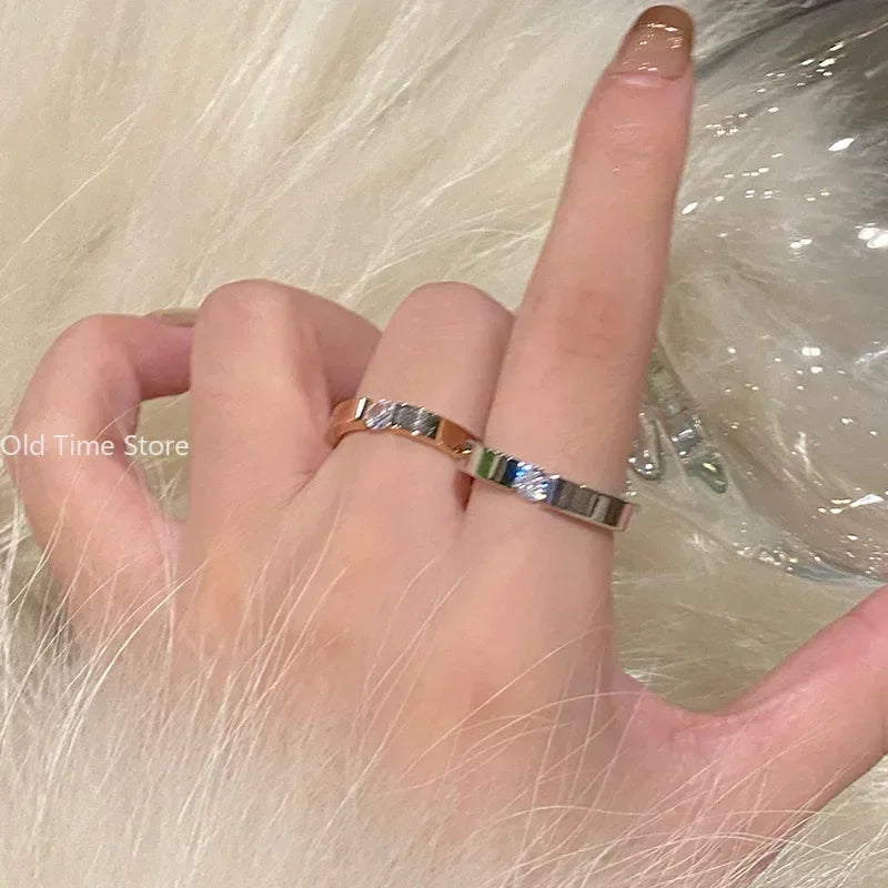 💍✨ Fashion Stainless Steel Cubic Zirconia Ring 💛 | Gold Color Wedding Ring for Women & Men 👩‍❤️‍👨 | Couple Jewelry Gift