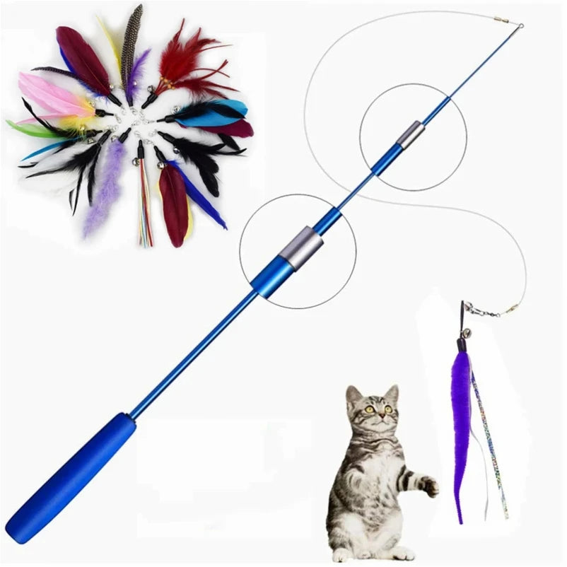 🎣🐾 Telescopic Cat Teaser Wand – 3-Section Fishing Pole Stick