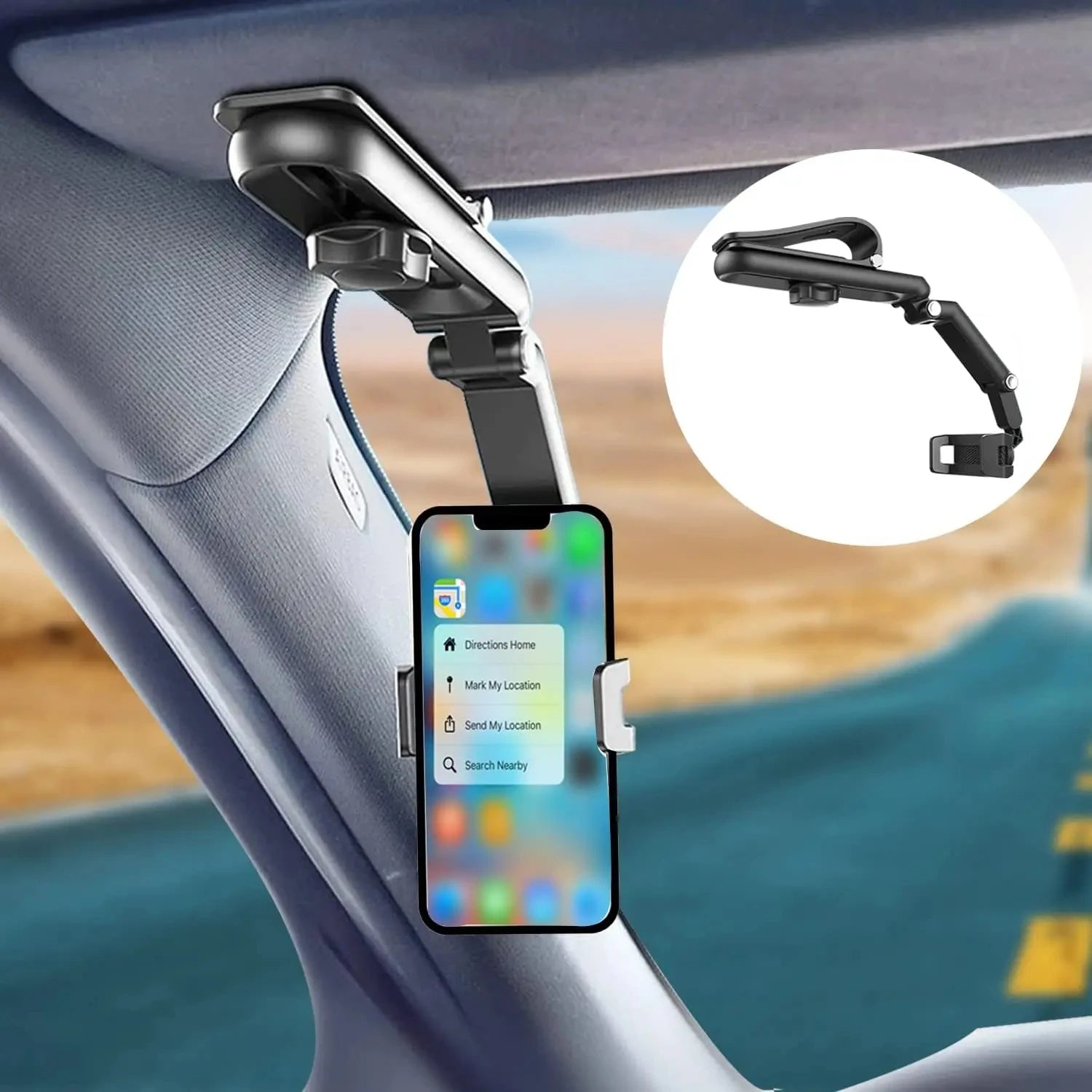360° Rotating Sun Visor Phone Holder for Car – Universal Mount