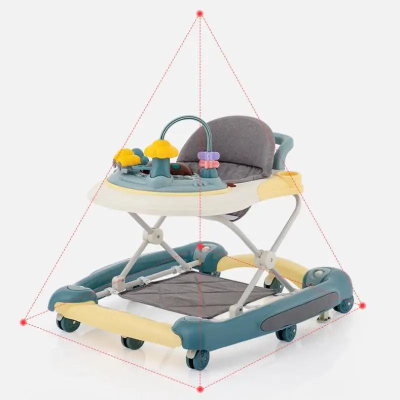 Baby Multi-Functional Comfortable Walker With Awning Anti-Rollover Baby Walker Can Sit, Adjust And Shake The Walker