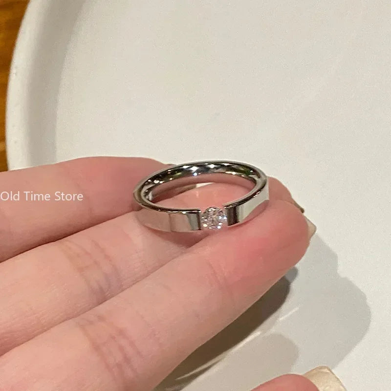 💍✨ Fashion Stainless Steel Cubic Zirconia Ring 💛 | Gold Color Wedding Ring for Women & Men 👩‍❤️‍👨 | Couple Jewelry Gift