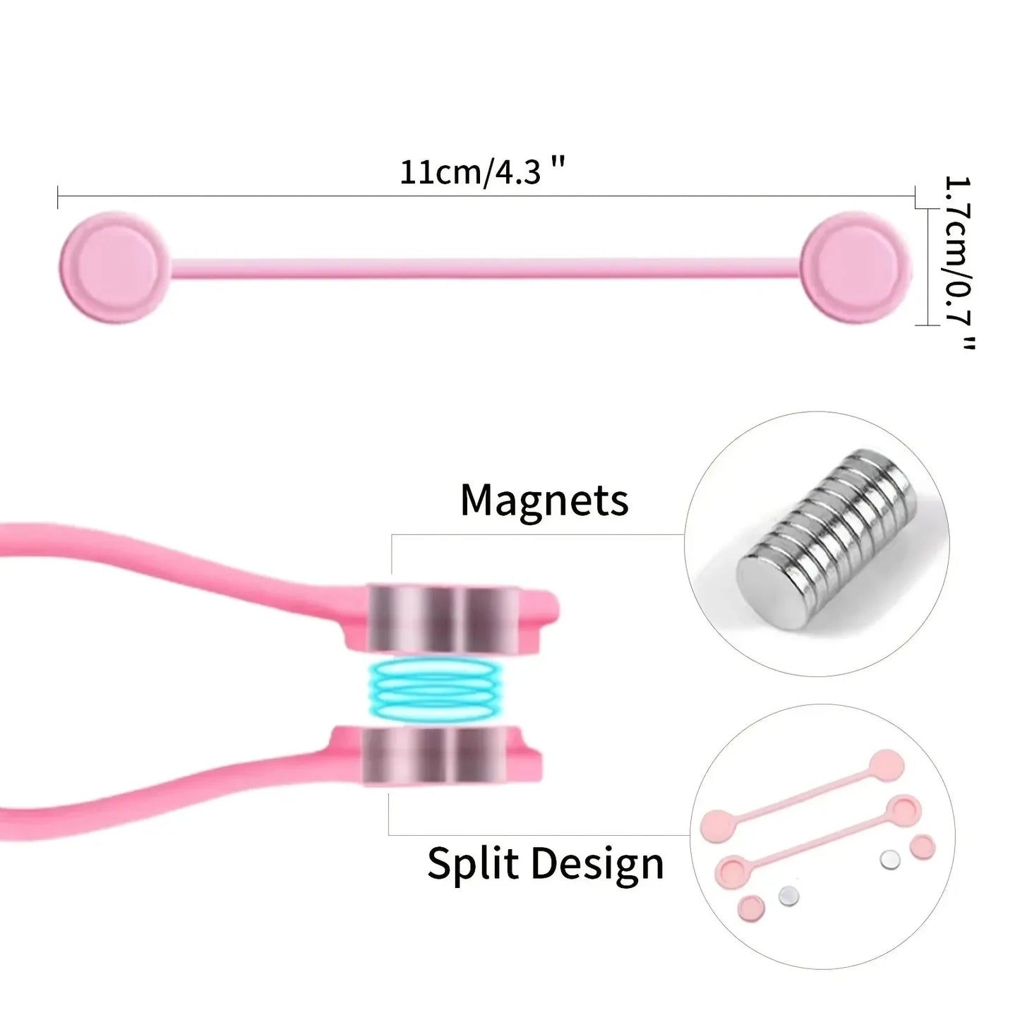 🧲🔌 Silicone Magnetic Cable Ties – Reusable Wire Organizer (1/3/5PCS)