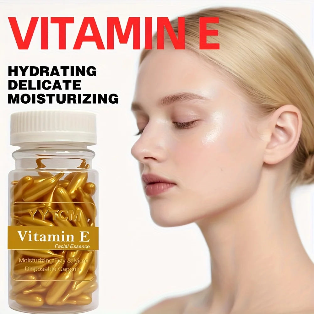 ✨💧 Vitamin E Serum Capsules – Hydrating & Moisturizing Single-Use Facial Essence (90 Capsules / Bottle)
