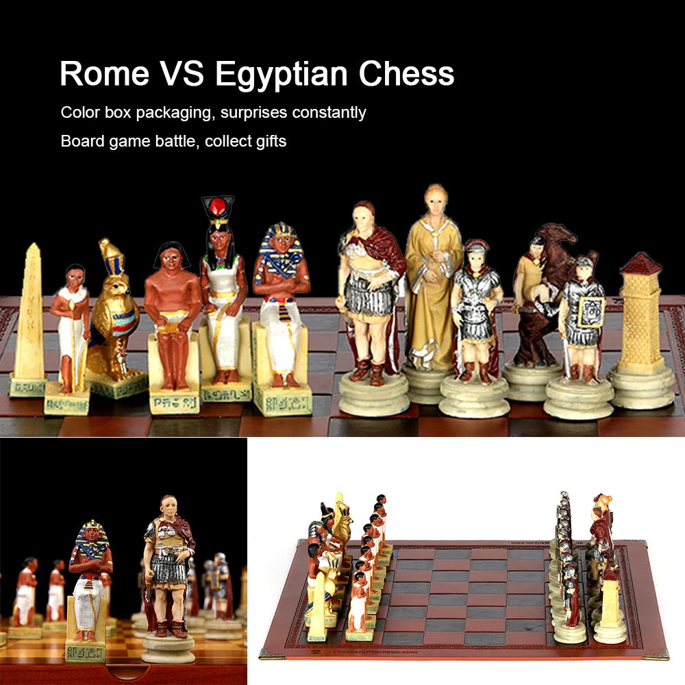 Role Theme Historical Chess Set ♟️ | Hand‑Painted Resin Pieces & Embossed Leather Board 🪄 | 32‑Piece Collector’s Gift Set 🎁 | Premium Strategy Game for Home & Display