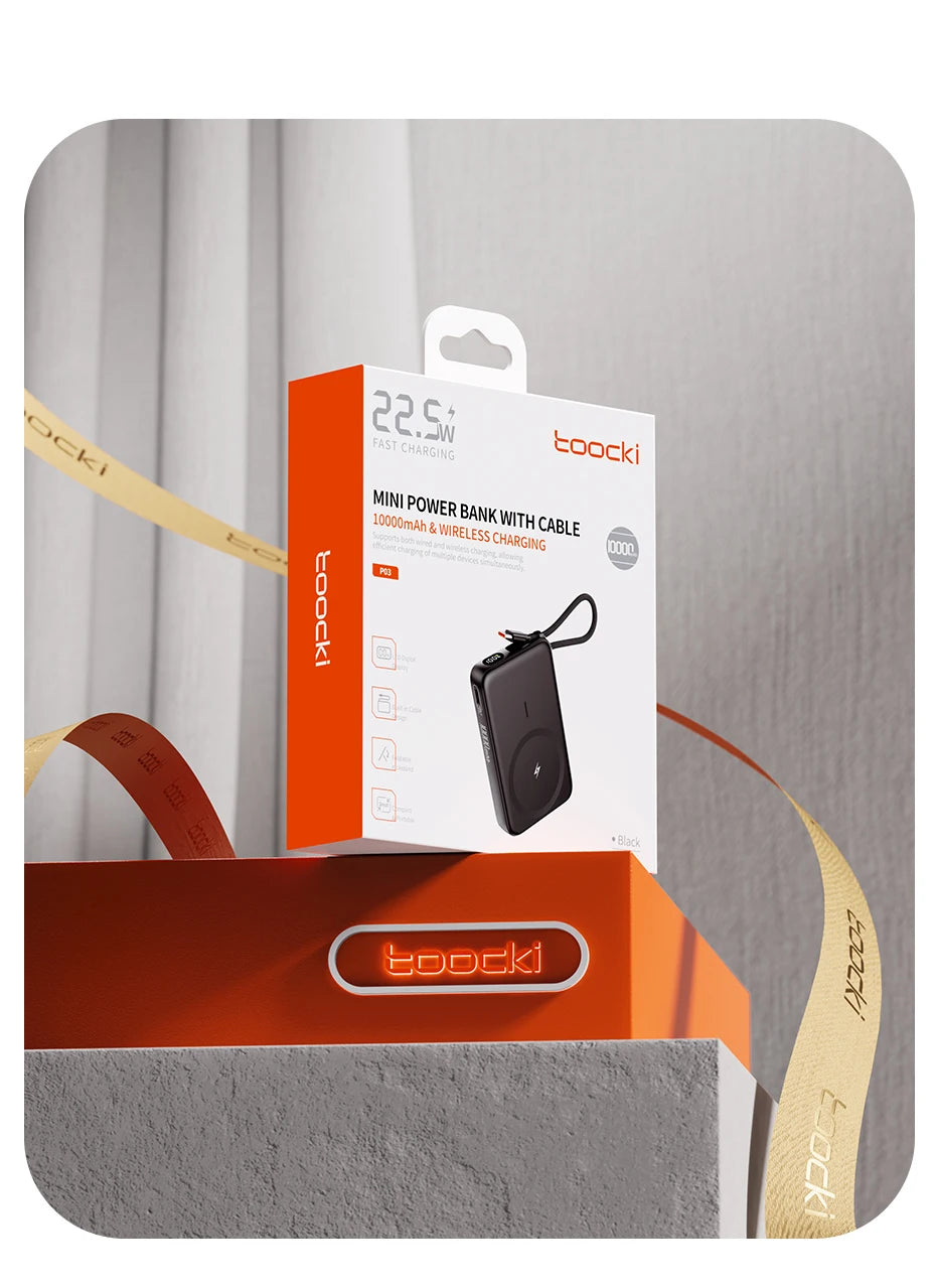 Toocki 10000mAh Magnetic Wireless Power Bank – 15W / 22.5W PD Fast Charge