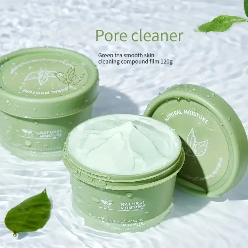 🍵❄️ Green Tea Ice Mud Mask – Cleansing, Oil Control & Blackhead Removal Face Mask with Applicator (120g)