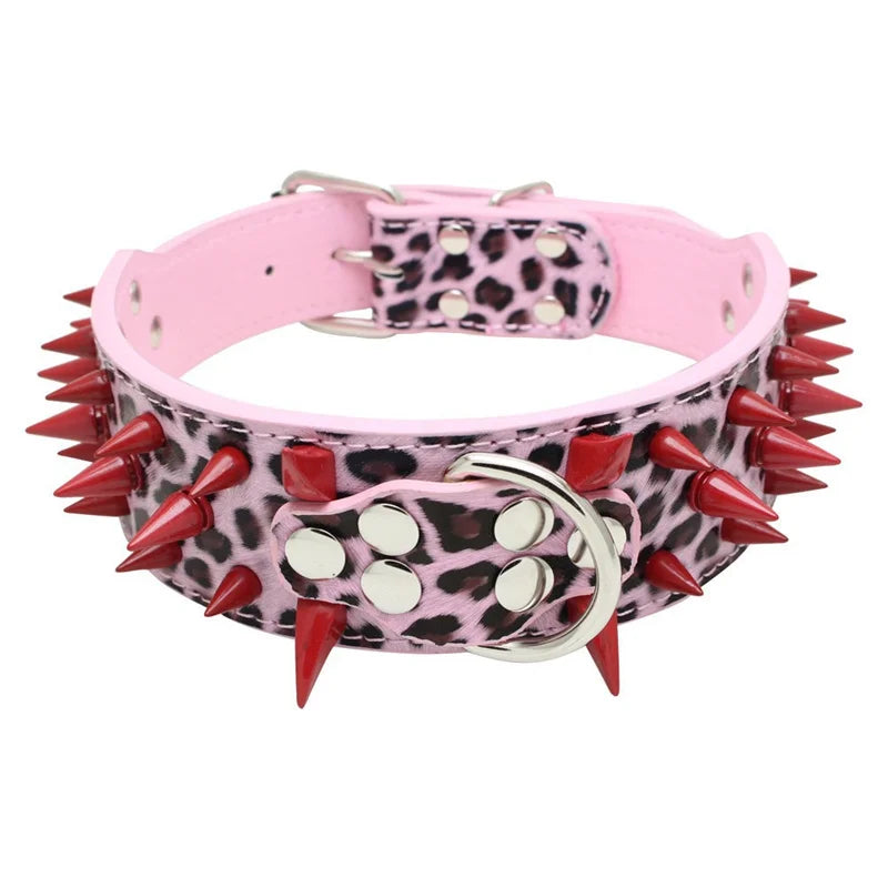 Spiked Dog Collar 🦴 Anti-Bite PU Leather Rivet Collar for Large Dogs