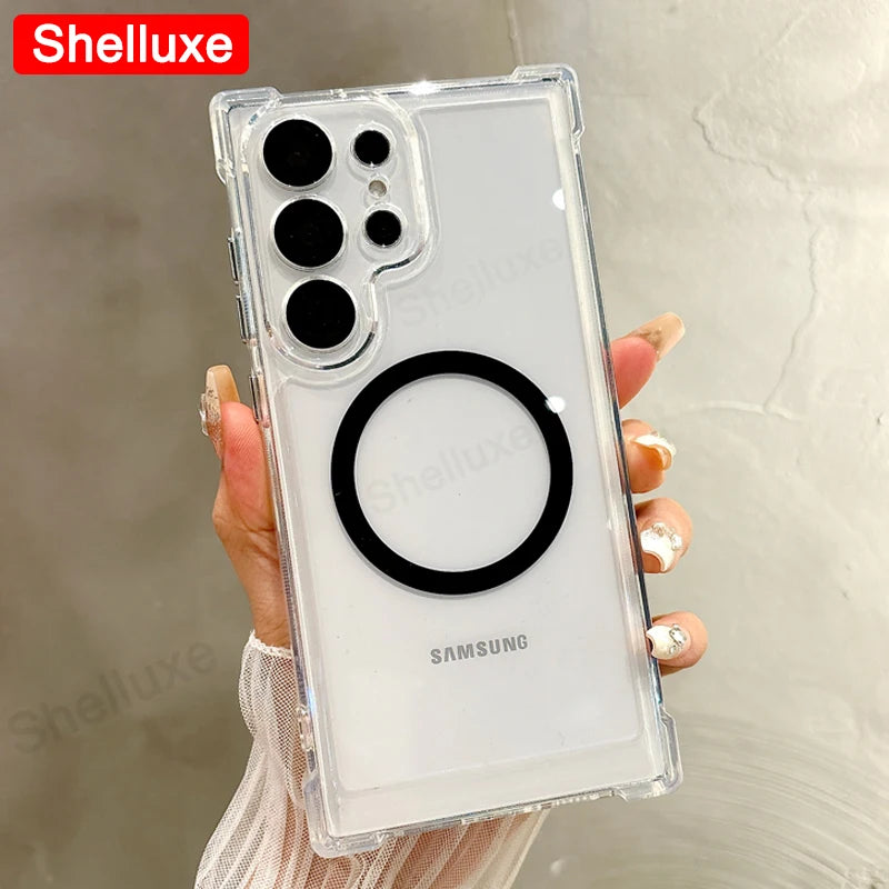 Transparent Armour Magnetic Case for Samsung Galaxy S25 Ultra / S24 / S23