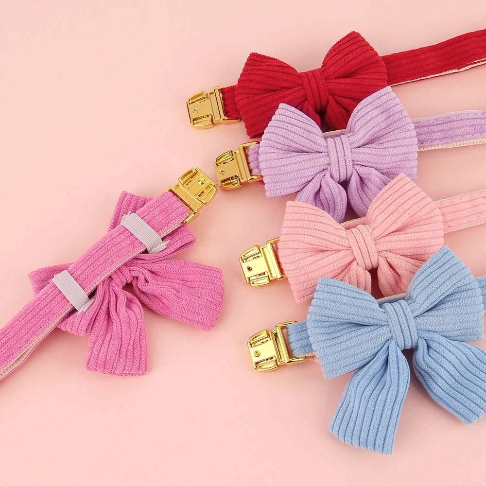 🎀🐾 Personalized Dog Collar with Bowtie – Custom Engraved ID