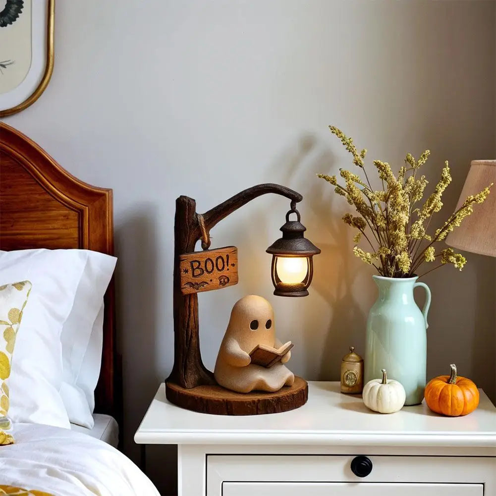 Ghost Reading Night Light – Cute Halloween 3D Décor