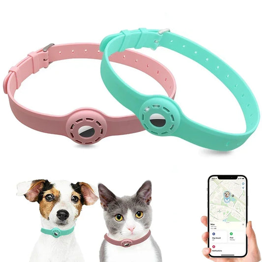 🐱📍 Silicone Anti-Lost Cat Collar for Apple AirTag – Adjustable Tracker Holder