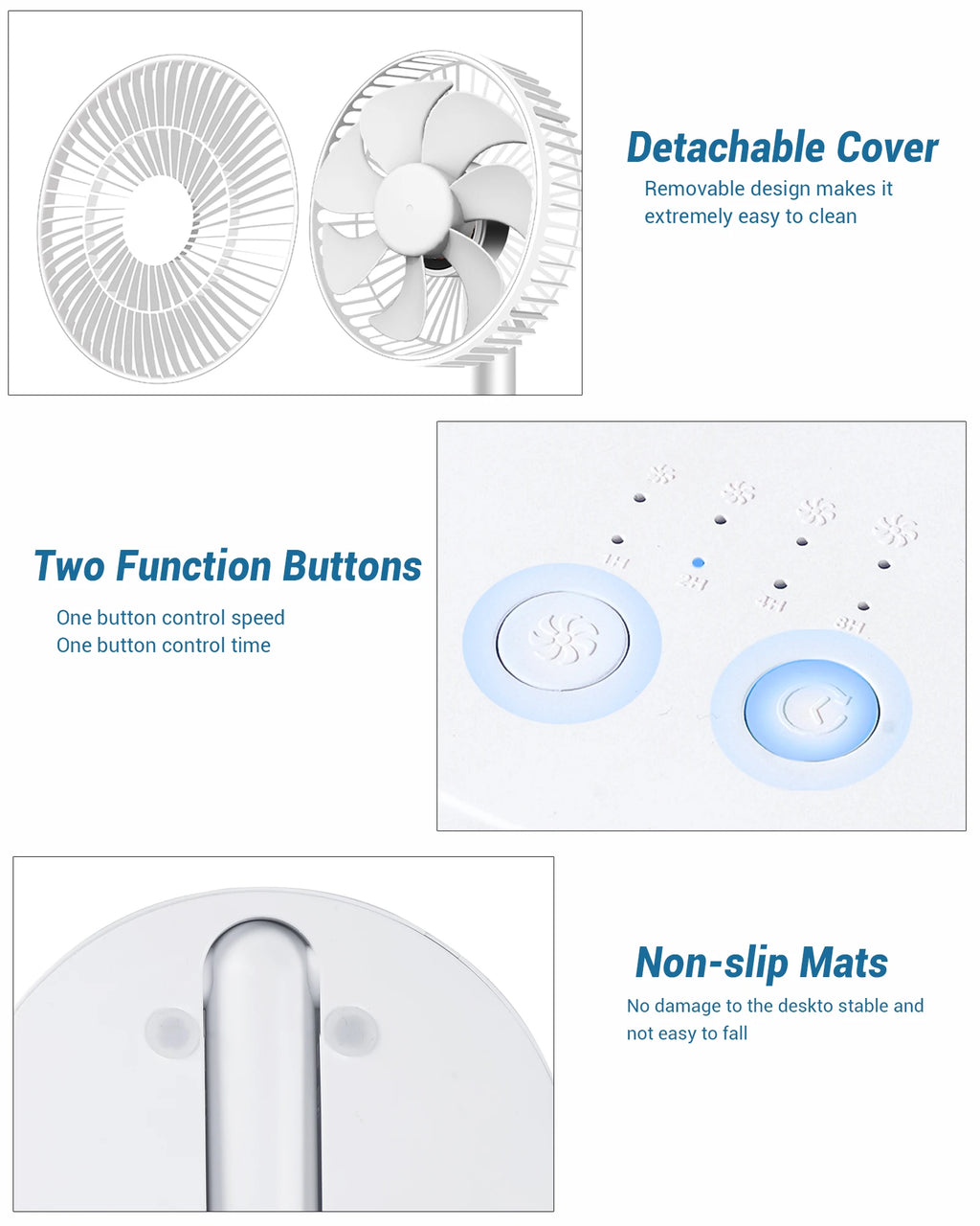🌬️🔋 USB Foldable Mini Fan – 4 Speeds & Timer Table Fan