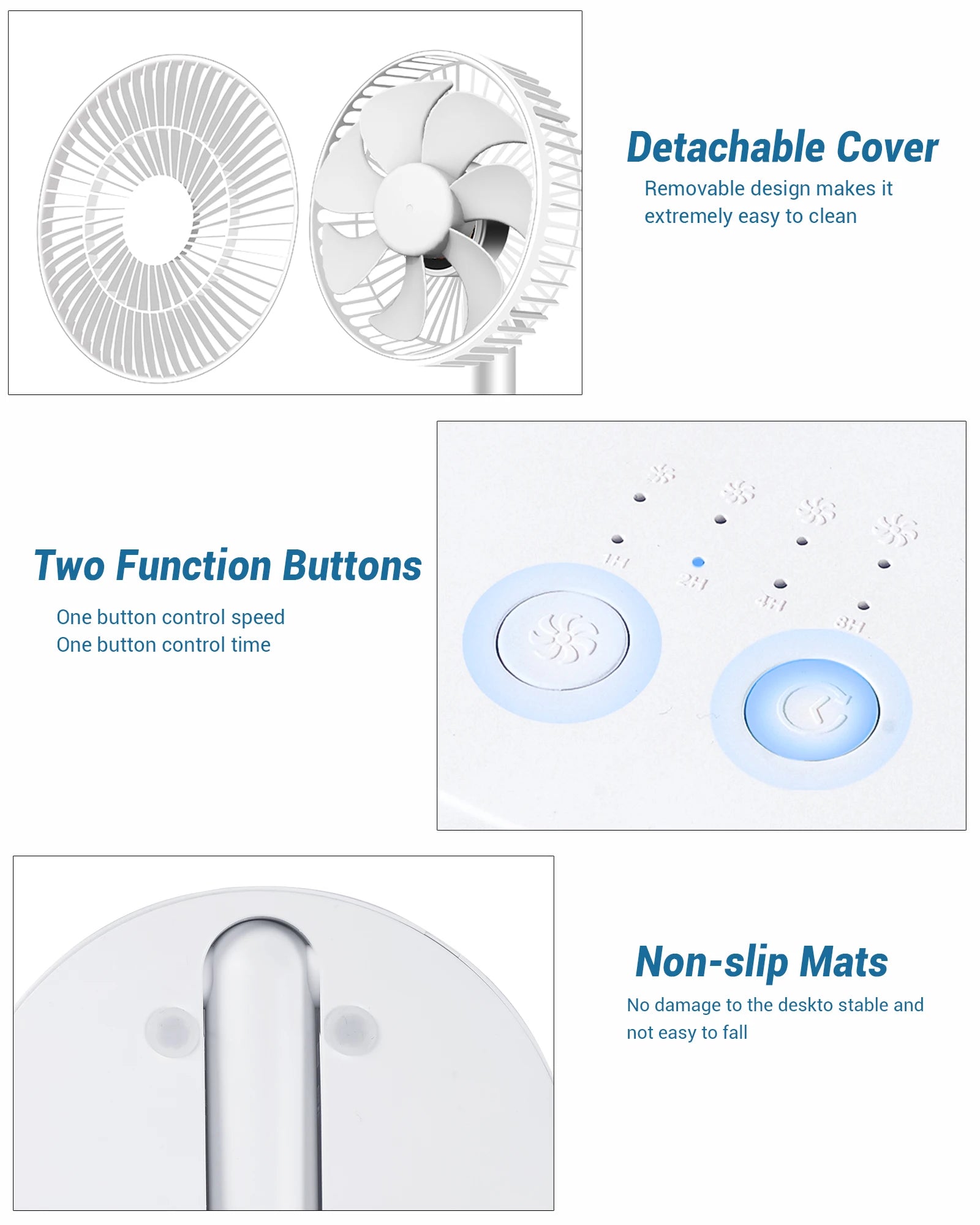 🌬️🔋 USB Foldable Mini Fan – 4 Speeds & Timer Table Fan