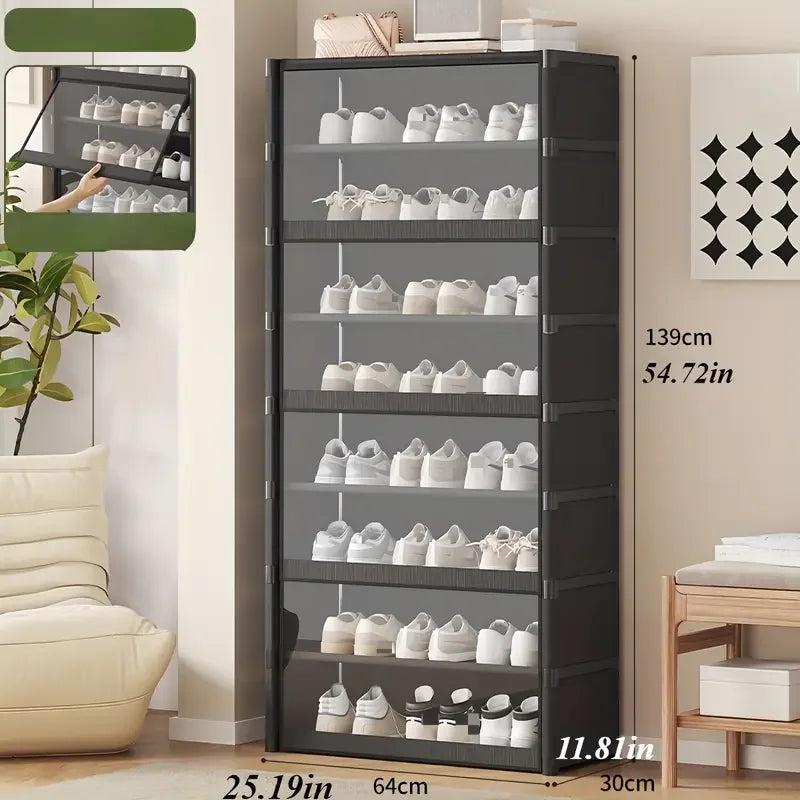 👟✨ Large Transparent Dustproof Shoe Rack Cabinet (5–9 Levels) 🧼 | Closed Shoe Organizer for 12–24 Pairs 👞 | Modern Shoe Storage for Bedroom, Living Room & Garage 🏠