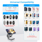 3-in-1 Foldable Magnetic Wireless Charging Station for iPhone & Apple Watch