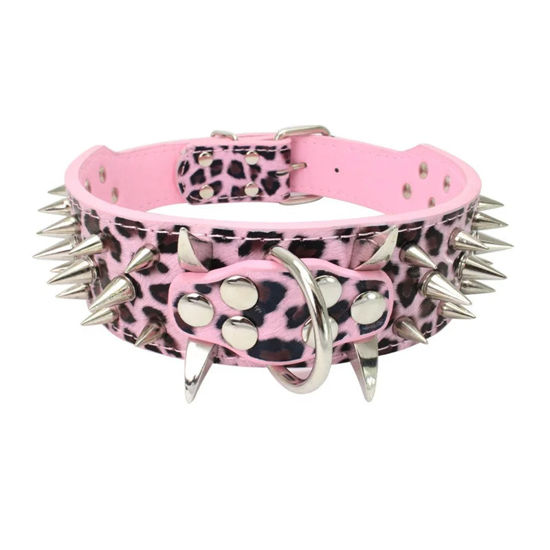 Spiked Dog Collar 🦴 Anti-Bite PU Leather Rivet Collar for Large Dogs