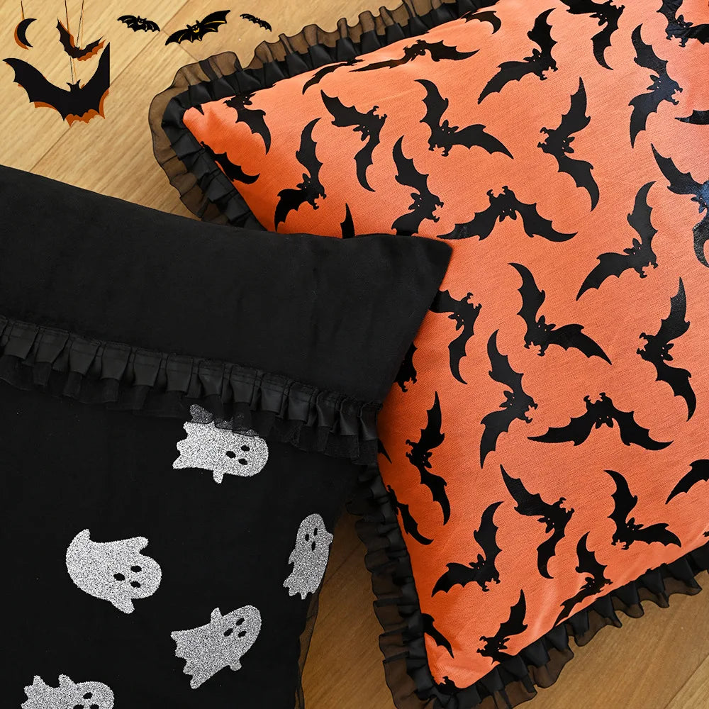 Halloween Cushion Cover – Bat & Ghost Gothic Décor