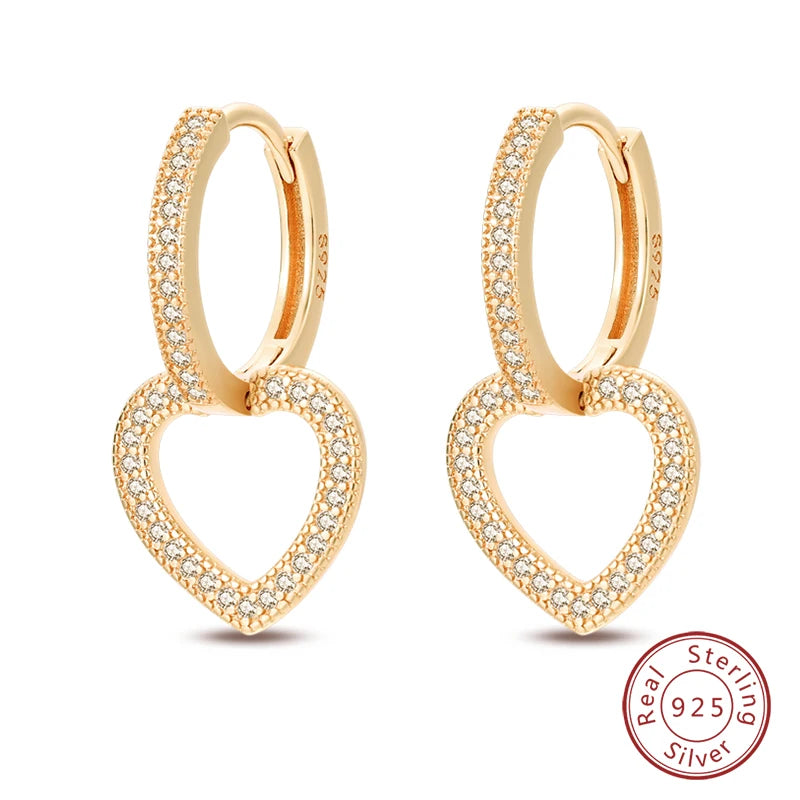 🌙⭐🐝 925 Sterling Silver Star Moon Bee Pendant Earrings ✨ | Gold-Tone Sparkling Zircon Luxury Earrings for Women 💎 | Wedding & Engagement Jewelry Gift 👰