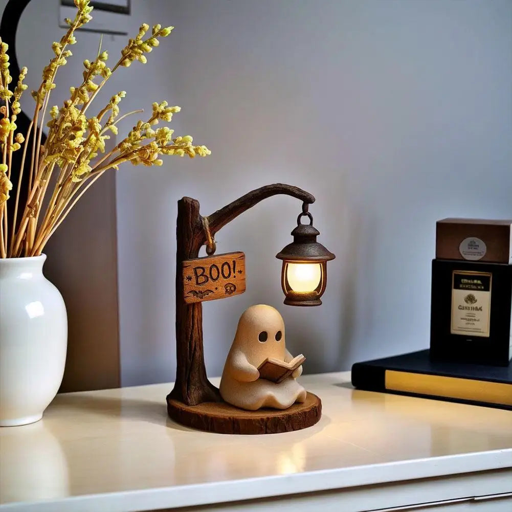 Ghost Reading Night Light – Cute Halloween 3D Décor