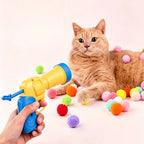 Interactive cat toy set with one transmitter and 20 plush balls