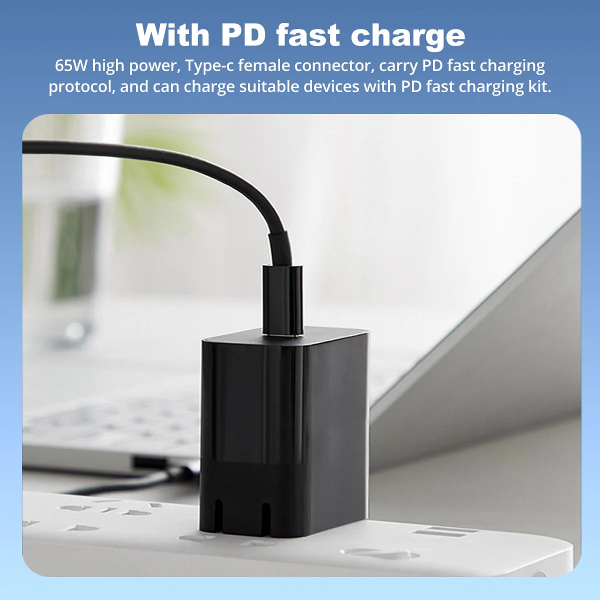 PD 100W USB Type-C Female to DC Male Adapter for Lenovo ThinkPad | Fast Charging Cable Converter Square PD Plug