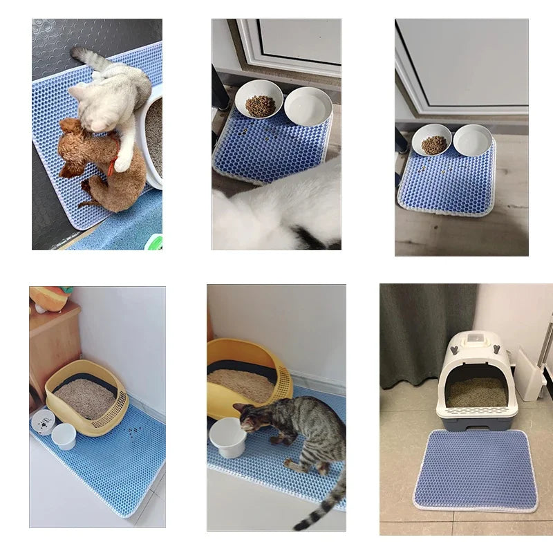 🐱🧼 Double Layer Waterproof Cat Litter Mat – Non-Slip & Washable