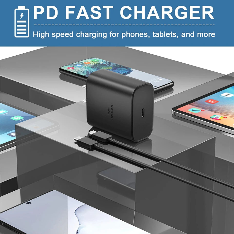 45W Super Fast Charger For Samsung Galaxy S25 S24 S23 S22 Ultra S21 Plus Note 20 USB C to C Fast Charging Data Cable Accessories